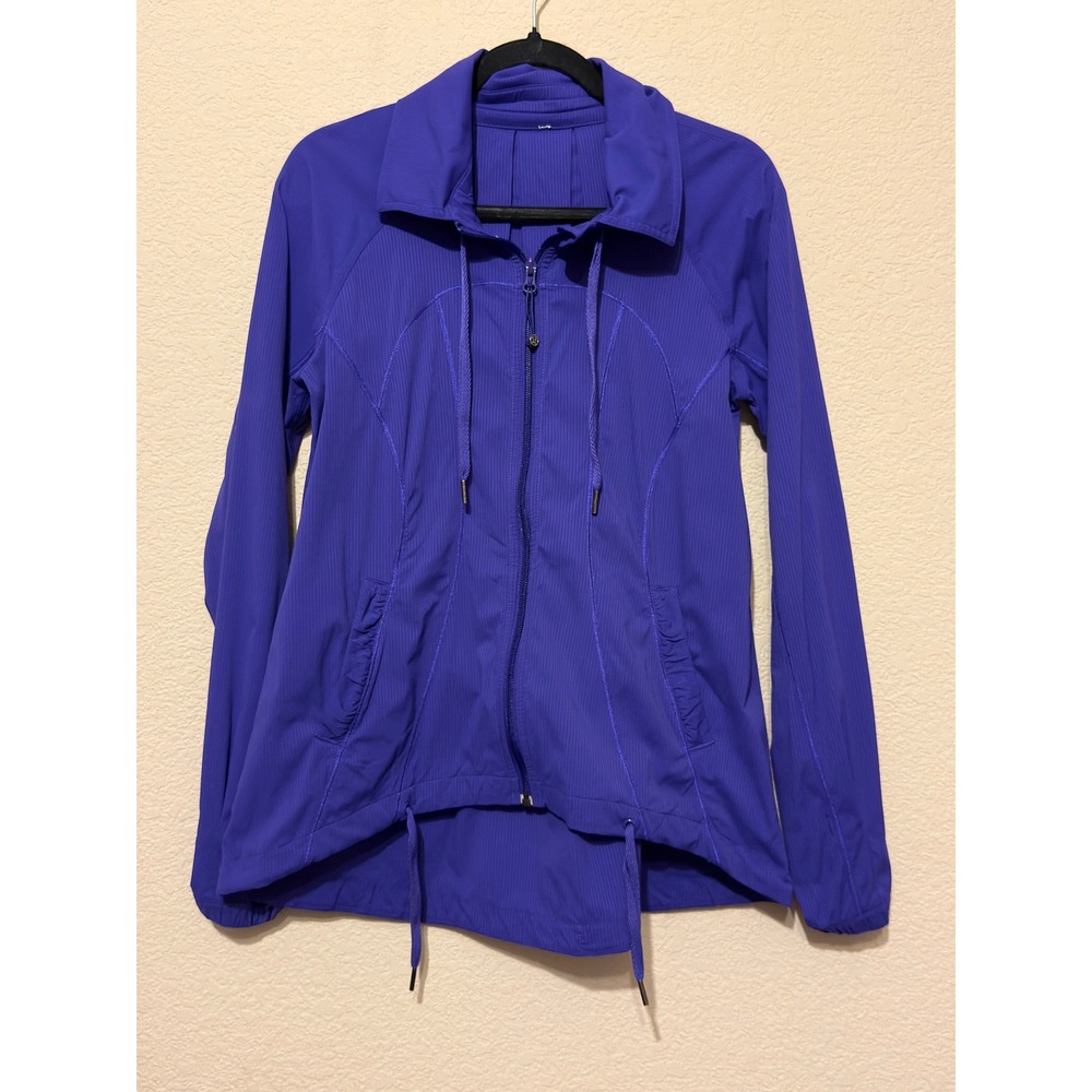 Lululemon In Stride Jacket Royal Purple Ribbed Pleated Back Full Zip Size 8